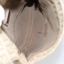 FENDI Zucchino Canvas Shoulder Bag Beige Silver Auth 154619-10