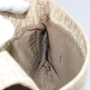 FENDI Zucchino Canvas Shoulder Bag Beige Silver Auth 154619-22