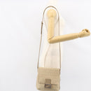 FENDI Zucchino Canvas Shoulder Bag Beige Silver Auth 154619-25