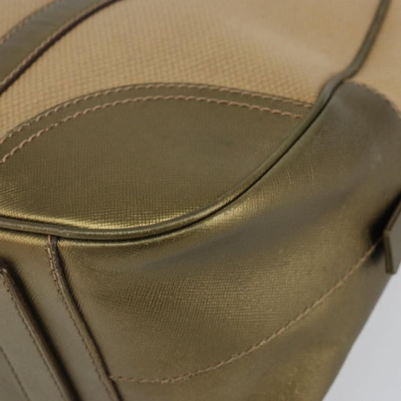 PRADA Hand Bag Canvas Beige Gold Auth 154622