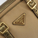 PRADA Hand Bag Canvas Beige Gold Auth 154622-18