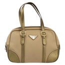 PRADA Hand Bag Canvas Beige Gold Auth 154622-13