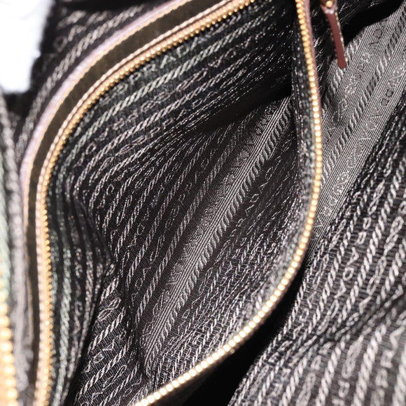 PRADA Hand Bag Canvas Beige Gold Auth 154622