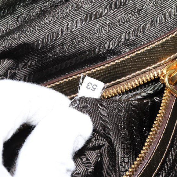 PRADA Hand Bag Canvas Beige Gold Auth 154622