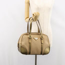 PRADA Hand Bag Canvas Beige Gold Auth 154622-26