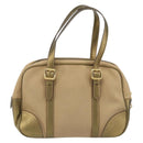 PRADA Hand Bag Canvas Beige Gold Auth 154622-2