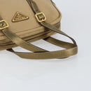 PRADA Hand Bag Canvas Beige Gold Auth 154622-7
