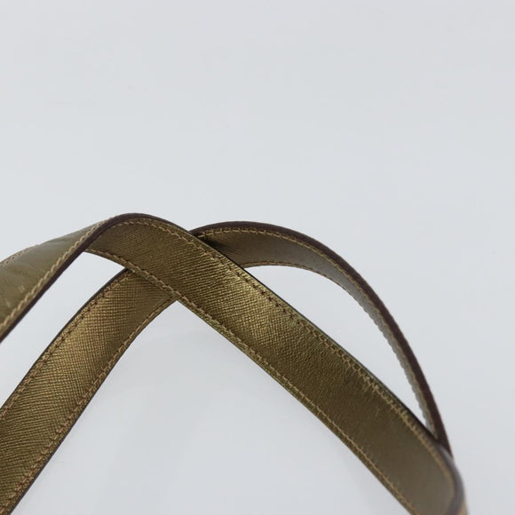 PRADA Hand Bag Canvas Beige Gold Auth 154622