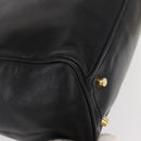 PRADA Hand Bag Leather Black Gold Auth 154623-9