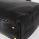 PRADA Hand Bag Leather Black Gold Auth 154623-14