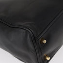 PRADA Hand Bag Leather Black Gold Auth 154623-15
