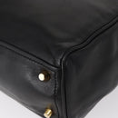 PRADA Hand Bag Leather Black Gold Auth 154623-16