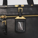 PRADA Hand Bag Leather Black Gold Auth 154623-10