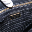 PRADA Hand Bag Leather Black Gold Auth 154623-18