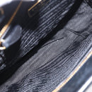 PRADA Hand Bag Leather Black Gold Auth 154623-11