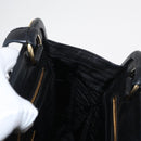 PRADA Hand Bag Leather Black Gold Auth 154623-19