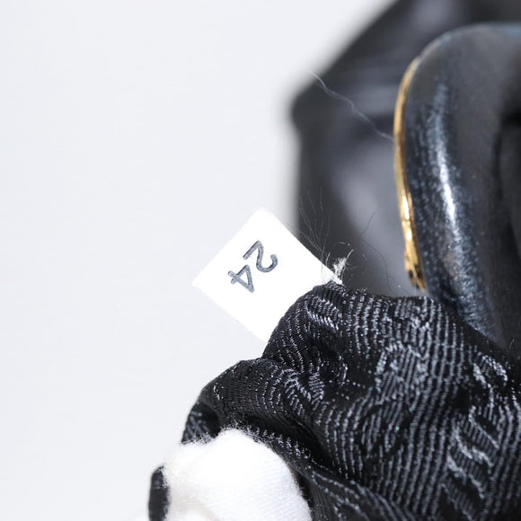 PRADA Hand Bag Leather Black Gold Auth 154623