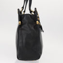 PRADA Hand Bag Leather Black Gold Auth 154623-4