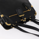 PRADA Hand Bag Leather Black Gold Auth 154623-6