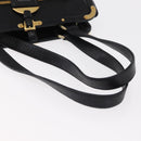 PRADA Hand Bag Leather Black Gold Auth 154623-7