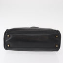 PRADA Hand Bag Leather Black Gold Auth 154623-5