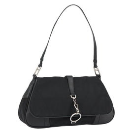 PRADA Shoulder Bag Leather Black Silver Auth 154624