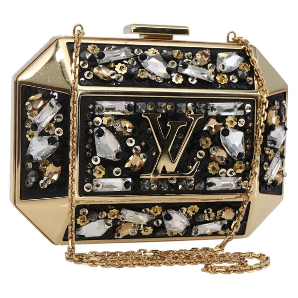 LOUIS VUITTON Beads Minodiere Shoulder Bag metal Gold LV Auth 154628SM