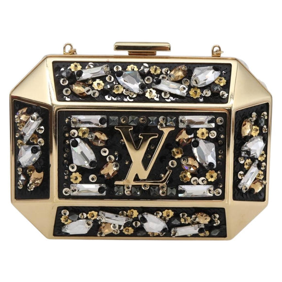 LOUIS VUITTON Beads Minodiere Shoulder Bag metal Gold LV Auth 154628SM