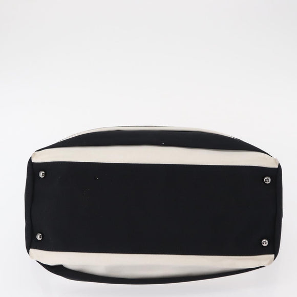 CHANEL 2.55 Chain Shoulder Bag Nylon Black Silver CC Auth 154629