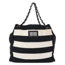CHANEL 2.55 Chain Shoulder Bag Nylon Black Silver CC Auth 154629-13