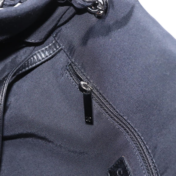 CHANEL 2.55 Chain Shoulder Bag Nylon Black Silver CC Auth 154629