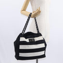 CHANEL 2.55 Chain Shoulder Bag Nylon Black Silver CC Auth 154629-24