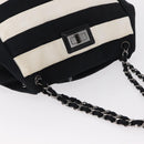 CHANEL 2.55 Chain Shoulder Bag Nylon Black Silver CC Auth 154629-7
