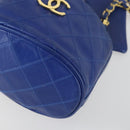 CHANEL Chain Bicolore Shoulder Bag Lamb Skin Blue Gold CC Auth 154630-9