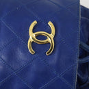 CHANEL Chain Bicolore Shoulder Bag Lamb Skin Blue Gold CC Auth 154630-17