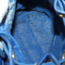 CHANEL Chain Bicolore Shoulder Bag Lamb Skin Blue Gold CC Auth 154630-11