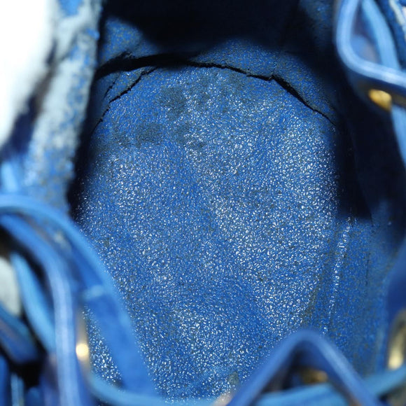 CHANEL Chain Bicolore Shoulder Bag Lamb Skin Blue Gold CC Auth 154630