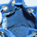 CHANEL Chain Bicolore Shoulder Bag Lamb Skin Blue Gold CC Auth 154630-18