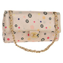 CHANEL Chain Shoulder Bag Satin Pink Gold CC Auth 154632V-1