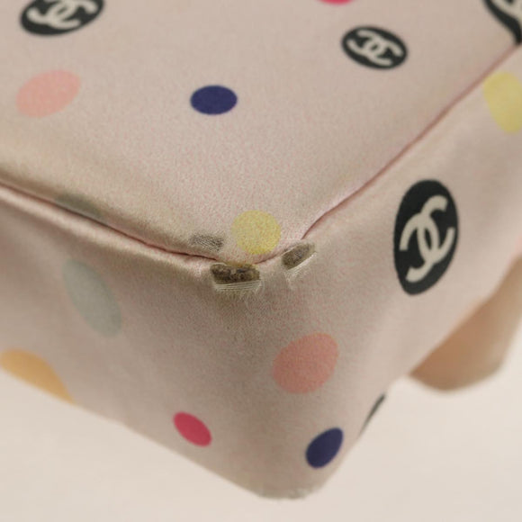 CHANEL Chain Shoulder Bag Satin Pink Gold CC Auth 154632V