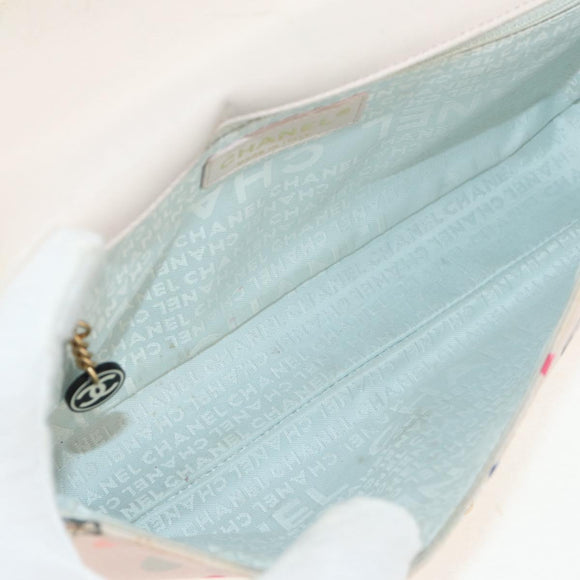 CHANEL Chain Shoulder Bag Satin Pink Gold CC Auth 154632V