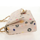 CHANEL Chain Shoulder Bag Satin Pink Gold CC Auth 154632V-3