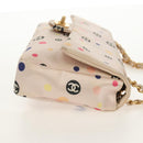 CHANEL Chain Shoulder Bag Satin Pink Gold CC Auth 154632V-4