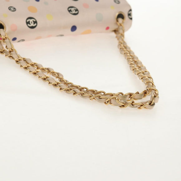 CHANEL Chain Shoulder Bag Satin Pink Gold CC Auth 154632V