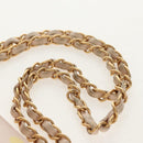 CHANEL Chain Shoulder Bag Satin Pink Gold CC Auth 154632V-8