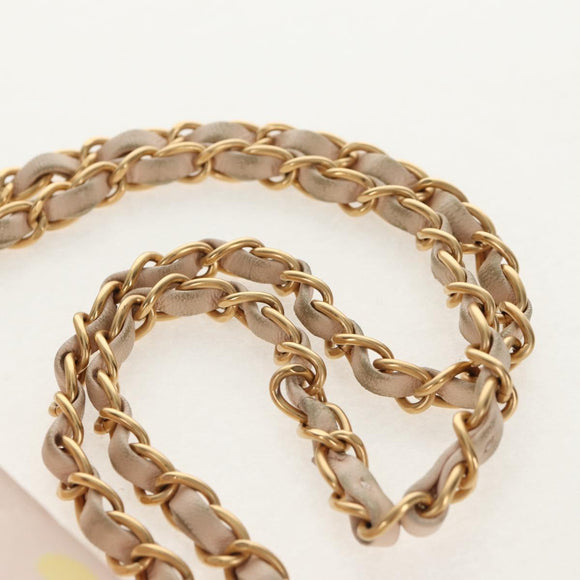 CHANEL Chain Shoulder Bag Satin Pink Gold CC Auth 154632V