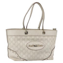 GUCCI GG Canvas Guccissima Tote Bag Leather Ivory Gold 145998 Auth 154640-1