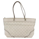 GUCCI GG Canvas Guccissima Tote Bag Leather Ivory Gold 145998 Auth 154640-2