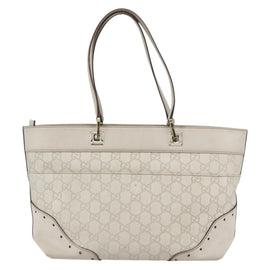 GUCCI GG Canvas Guccissima Tote Bag Leather Ivory Gold 145998 Auth 154640 - 0