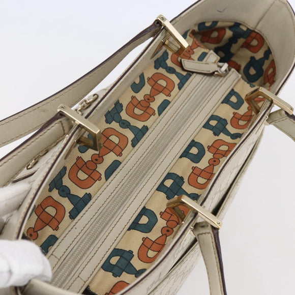 GUCCI GG Canvas Guccissima Tote Bag Leather Ivory Gold 145998 Auth 154640